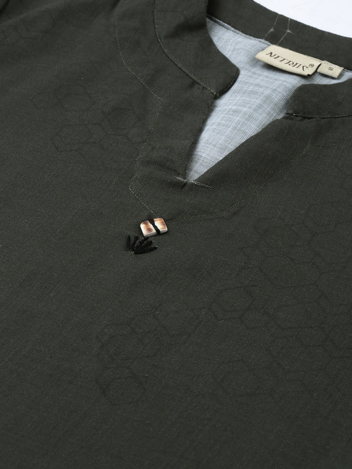Neerus Grey rayon printed high-low kurta - back view