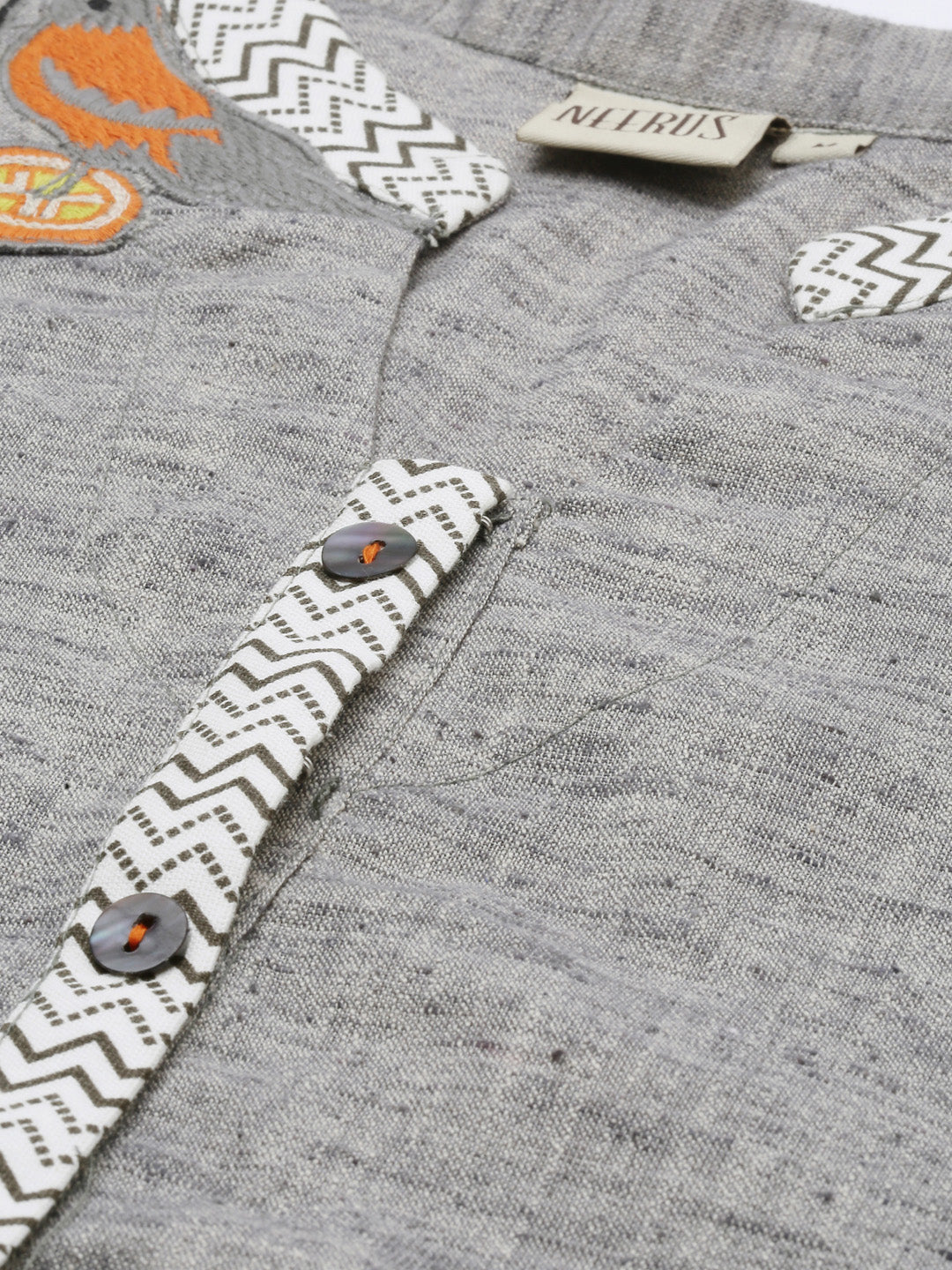 Neeru's Grey Embroidered High Low Kurta