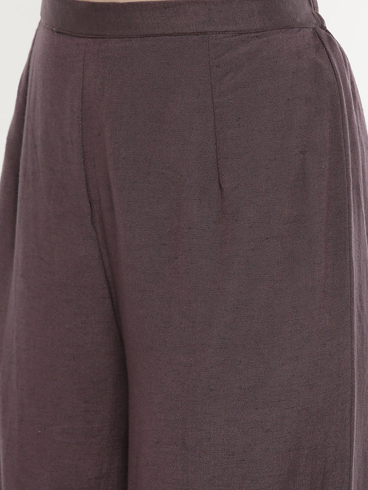 Neerus Purple rayon printed high-low kurta - detail view 3