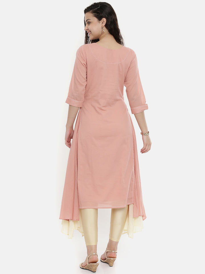 Neerus Orange rayon flared kurti - detail view 2
