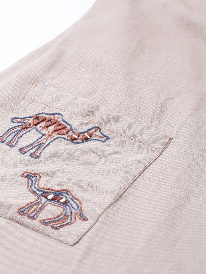 Neerus Mauve Embroidered Straight Kurta