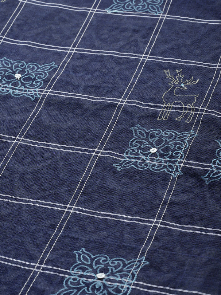 Neerus Women Blue Printed A-Line Layered Kurta