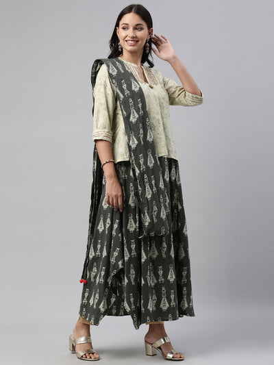 Neeru's Pista Green Color Cotton Fabric Tunic Set