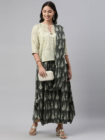 Neeru's Pista Green Color Cotton Fabric Tunic Set