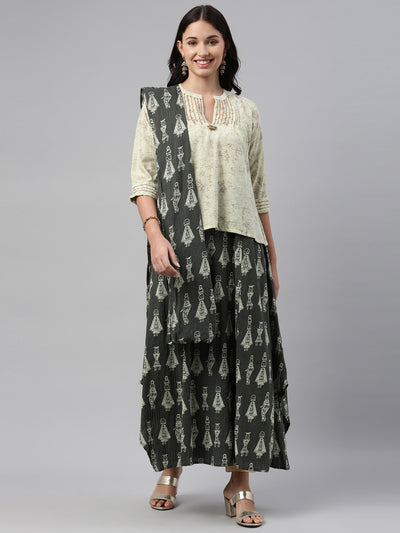 Neeru's Pista Green Color Cotton Fabric Tunic Set