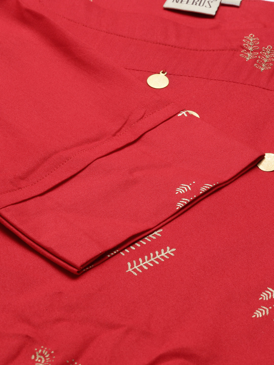 Neeru'S Red Color, Rayon Fabric Tunic