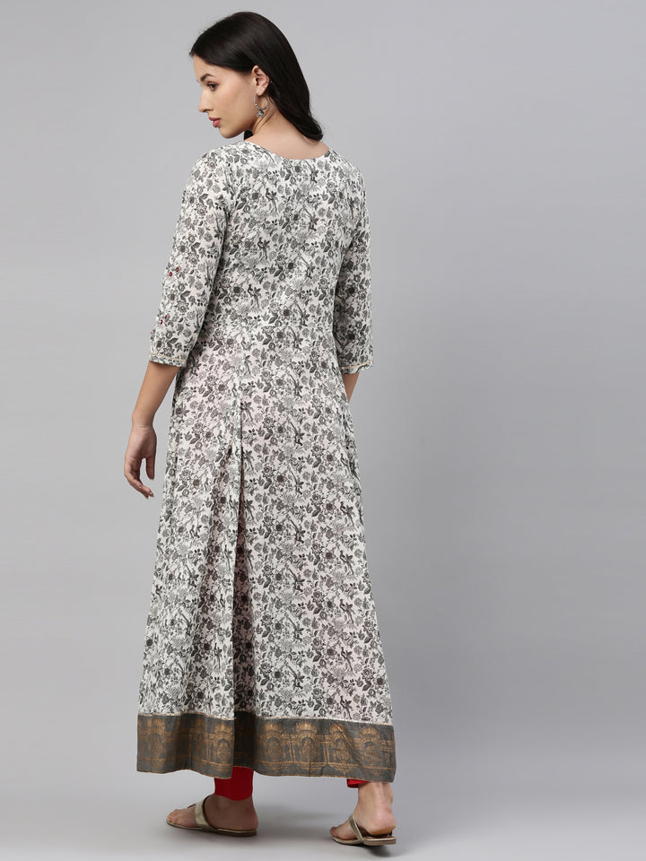 Neerus Grey cotton solid kurti tunic - detail view 3