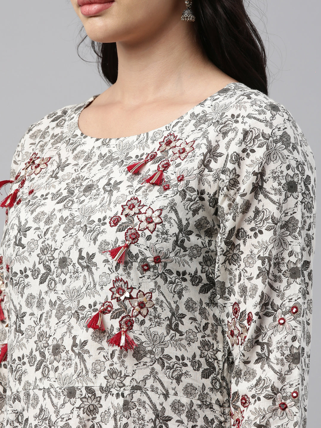 Neeru'S Gray Color, Cotton Fabric Tunic