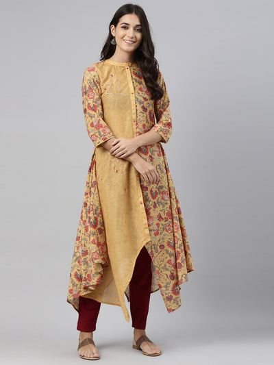 Neeru's Mustard Color Muslin Fabric Tunic