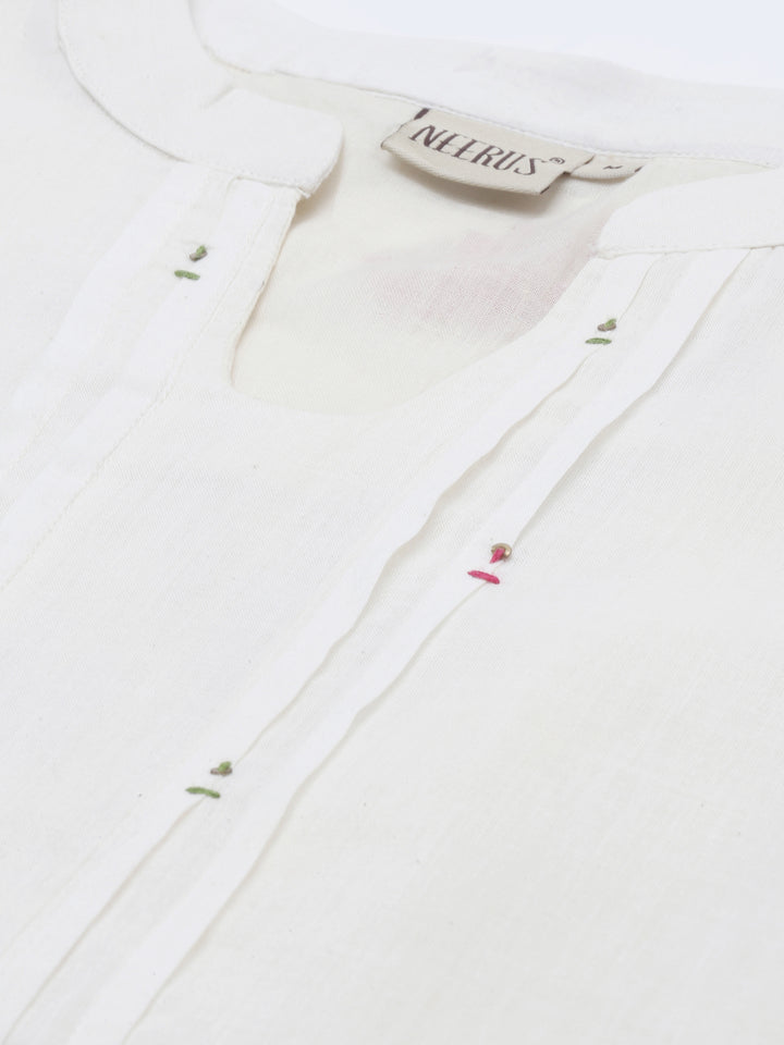 Neerus White Printed Kurta with Plazzo