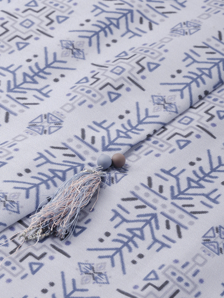 Neerus Blue Printed High Low Kurta