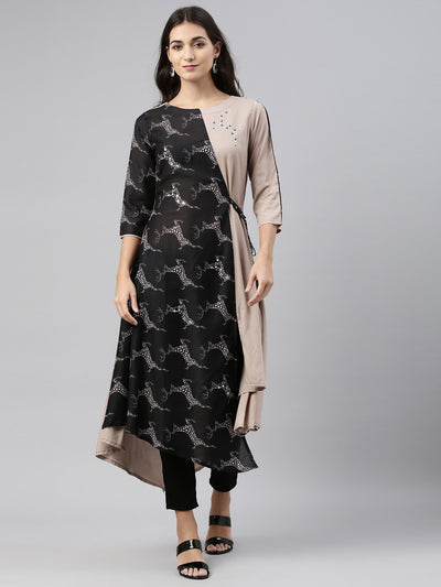 Neeru's Black Color Muslin Fabric Tunic
