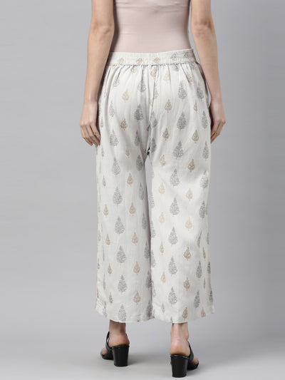 Neeru's Gray Color Cotton Print Fabric Plazzo