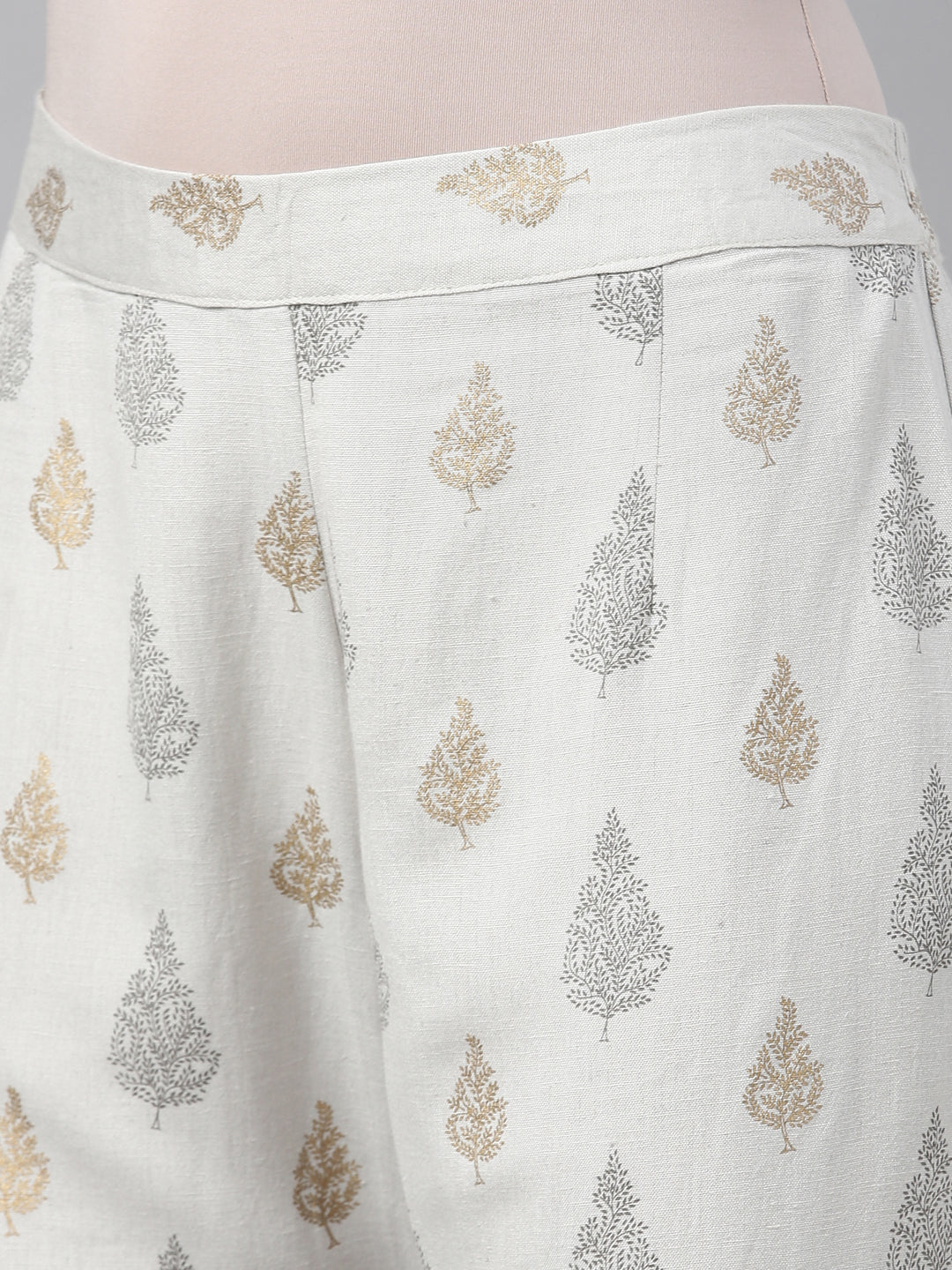 Neeru's Gray Color Cotton Print Fabric Plazzo