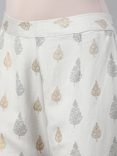 Neeru's Gray Color Cotton Print Fabric Plazzo