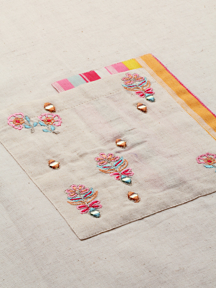 Neerus Off White Embroidered A Line Kurta