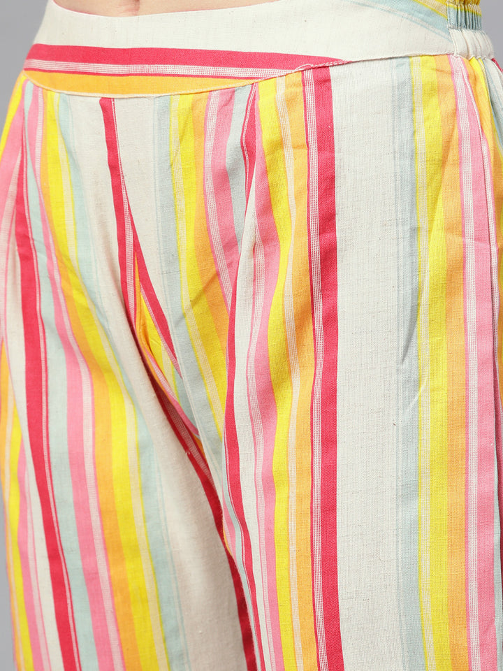 Neerus Off White Embroidered A Line Kurta