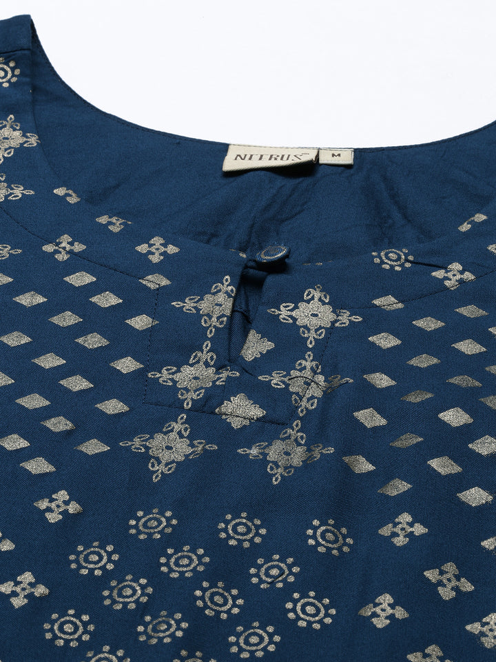 Neerus Blue rayon straight kurti - detail view 4