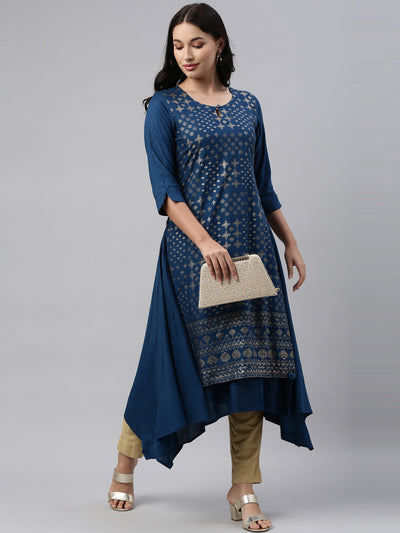 Neeru'S Blue Color, Rayon Fabric Tunic
