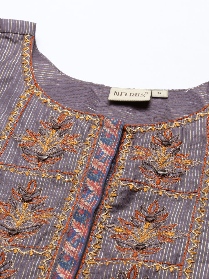 Neerus Gray Color Model Fabric Tunic