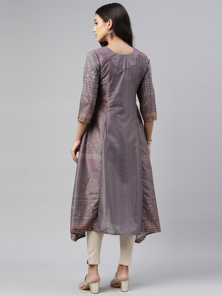 Neerus Gray Color Model Fabric Tunic