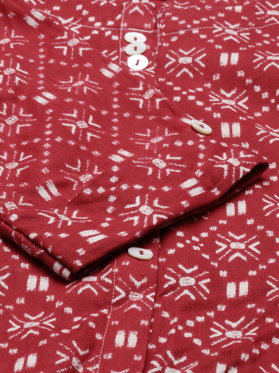 Neerus Maroon Color Cotton Fabric Tunic