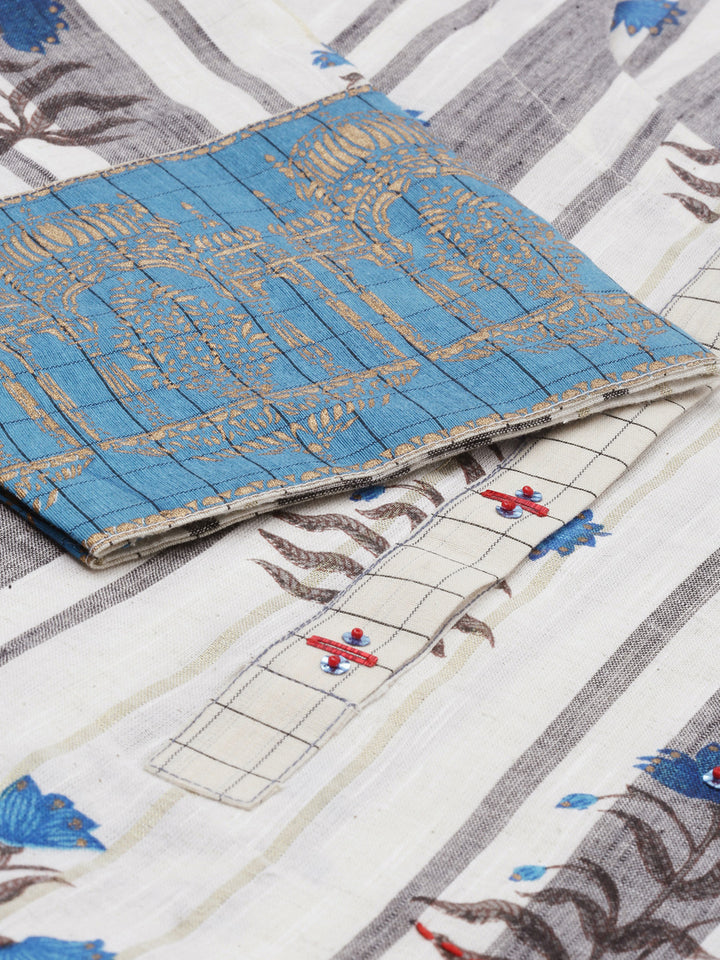 Neerus Grey Embroidered Flared Kurta