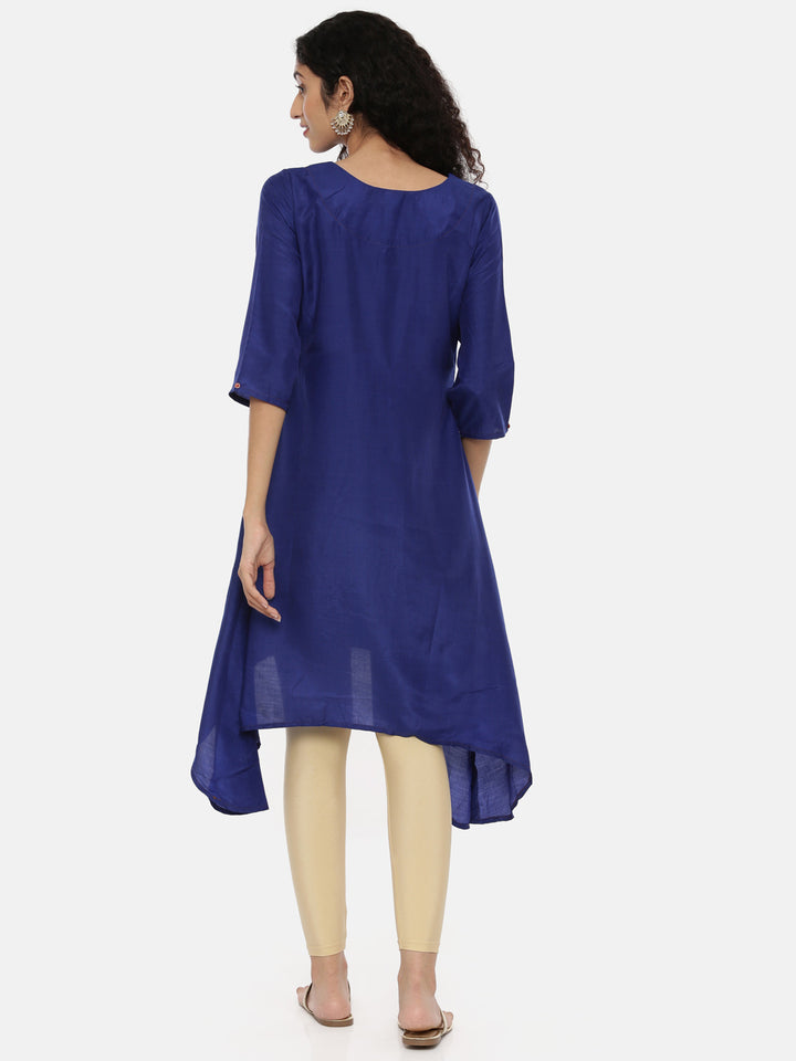 Neerus Blue Embellished High Low Kurta