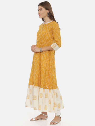 Neeru's Yellow Bandhani Anarkali Kurta