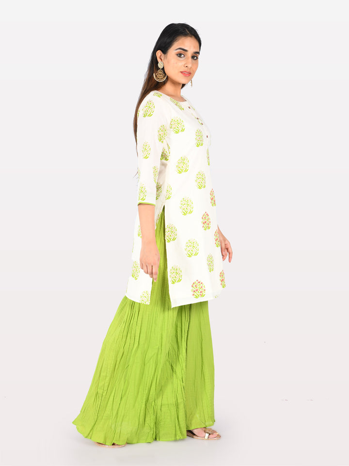 Neerus Off White Printed Straight Kurta