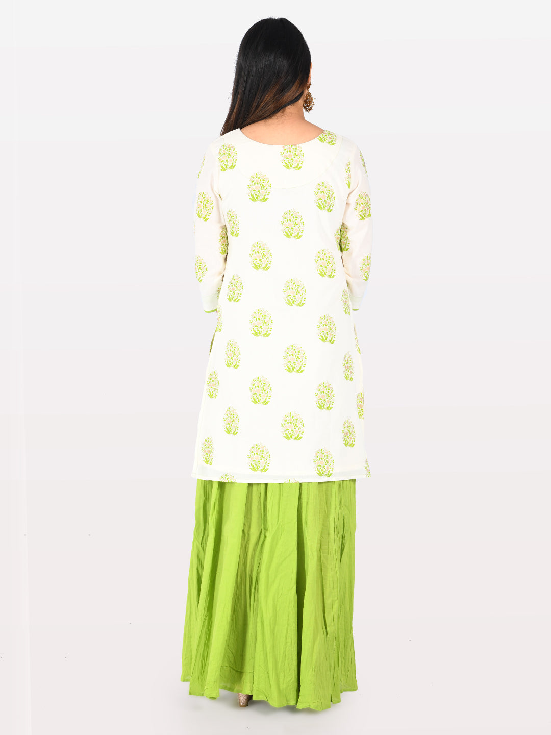 Neerus Off White Printed Straight Kurta