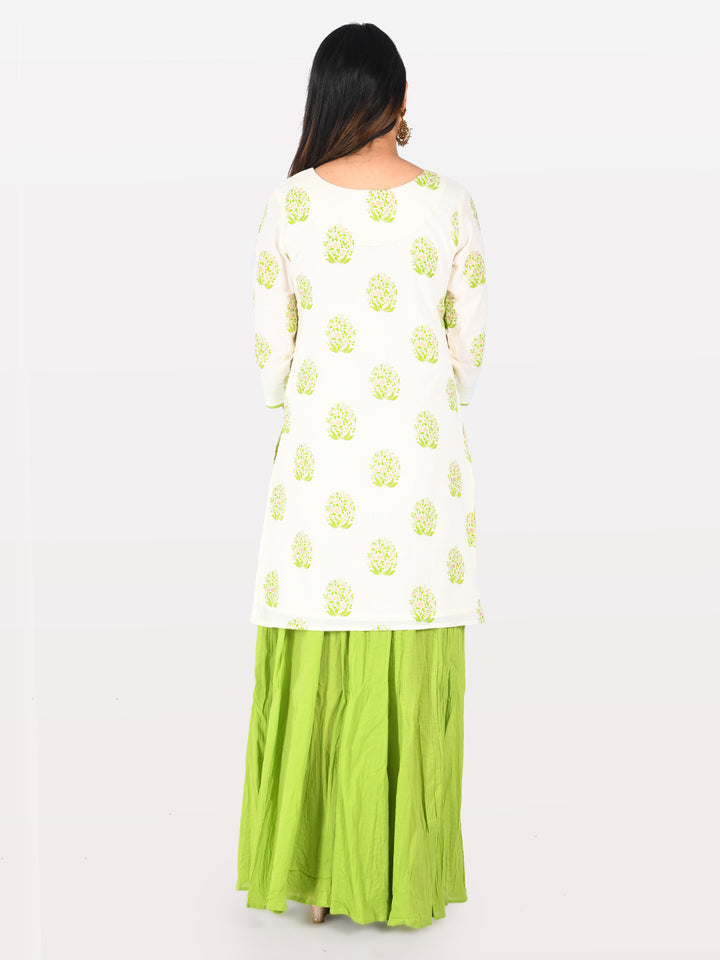 Neerus Off White Printed Straight Kurta
