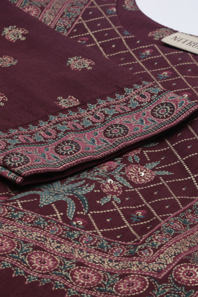 Neeru's Brown Printed Flared Kurta