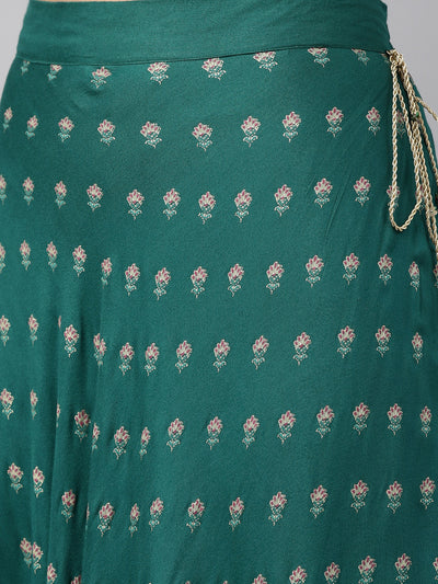 Neeru'S Green Color, Rayon Fabric Crop-Top