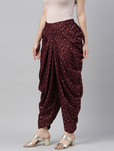 Neeru'S Wine Color Lorex Fabric Dhotti