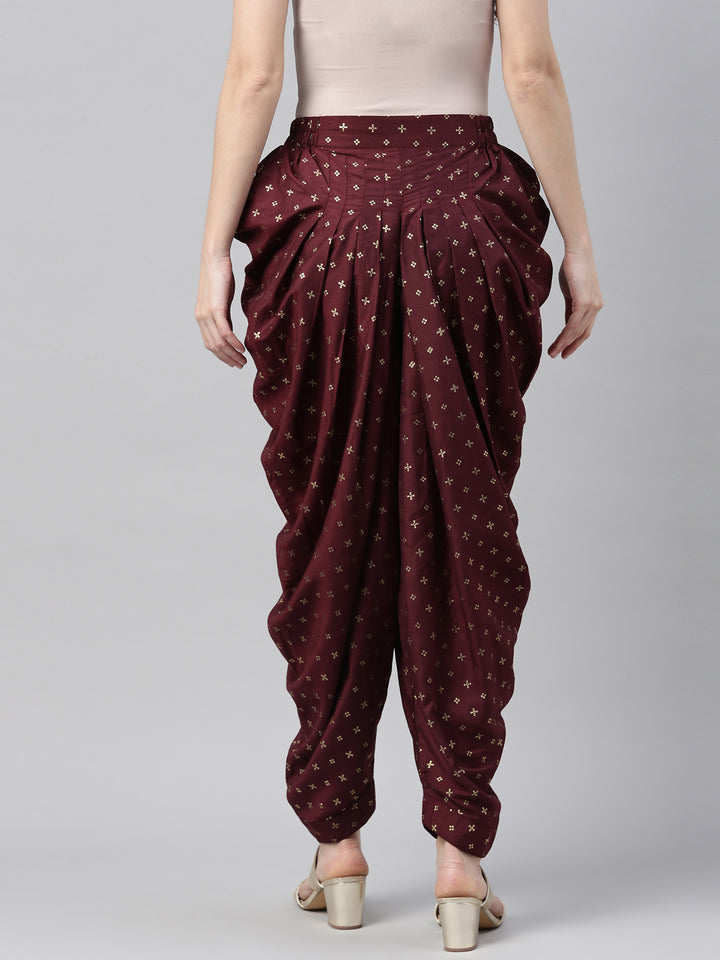 Neerus Wine Color Lorex Fabric Dhotti