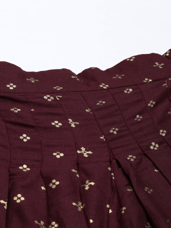 Neerus Wine Color Lorex Fabric Dhotti