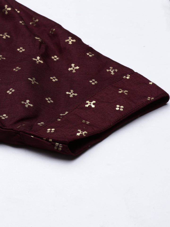 Neerus Wine Color Lorex Fabric Dhotti