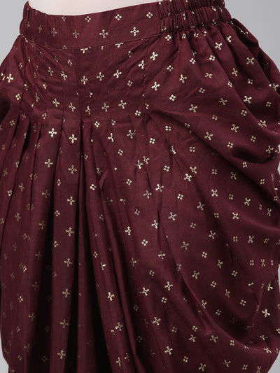 Neeru'S Wine Color Lorex Fabric Dhotti