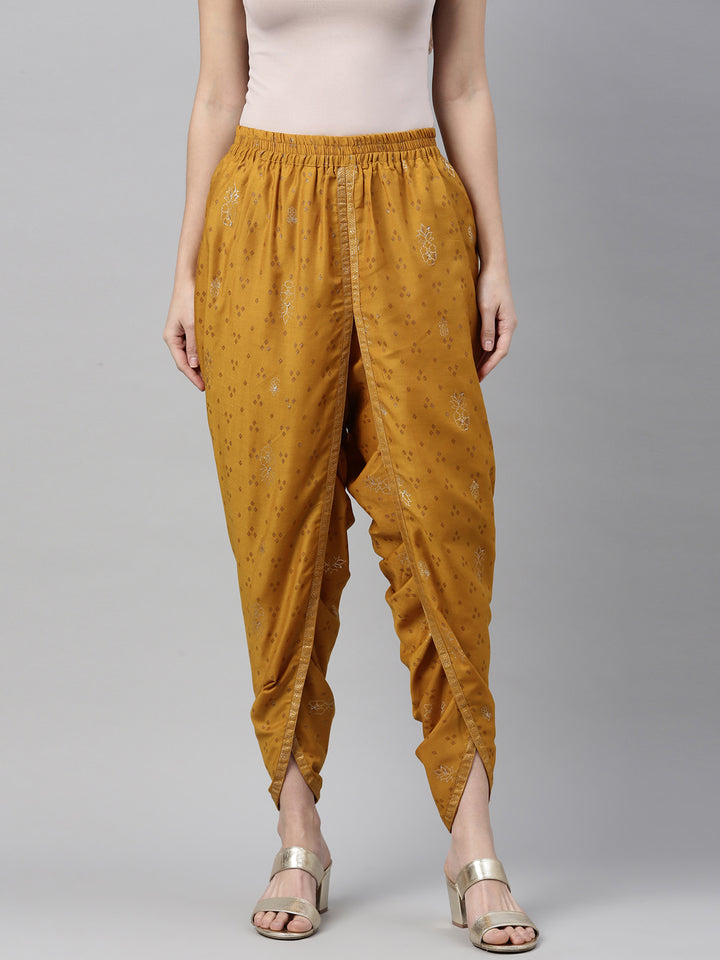 Neerus Mustard Color Muslin Fabric Dhotti