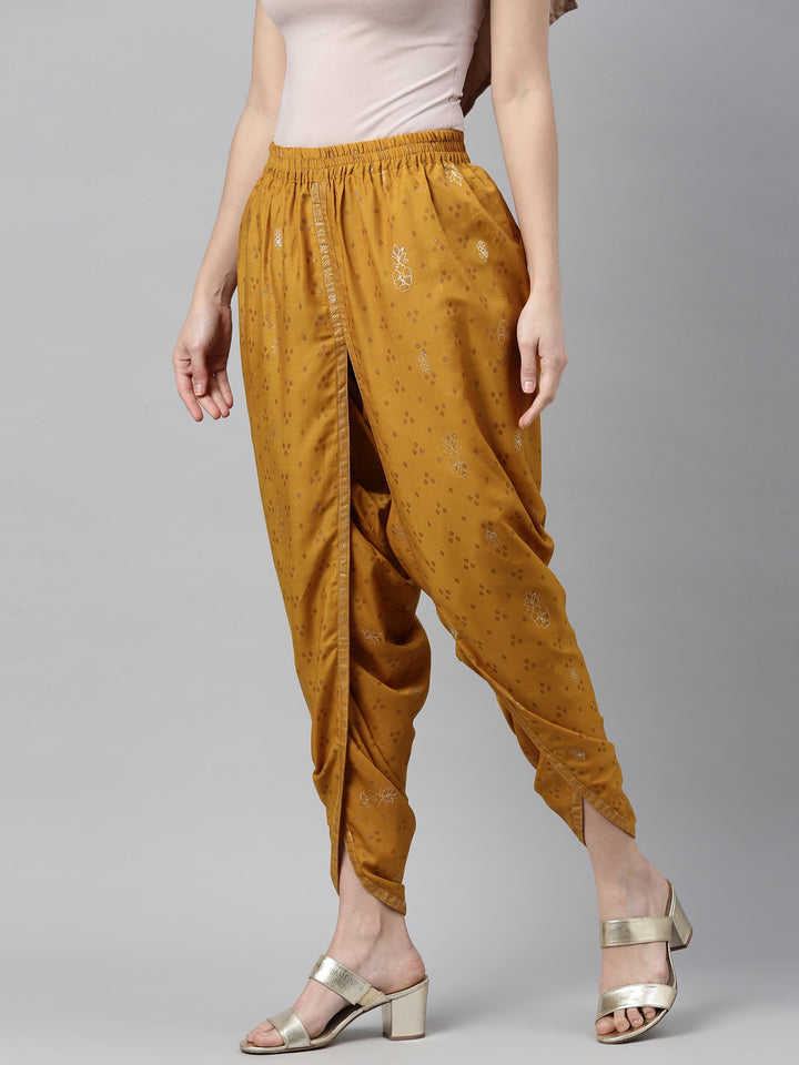 Neerus Mustard Color Muslin Fabric Dhotti