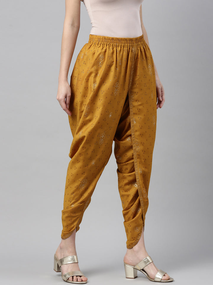 Neerus Mustard Color Muslin Fabric Dhotti