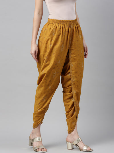 Neeru's Mustard Color Muslin Fabric Dhotti