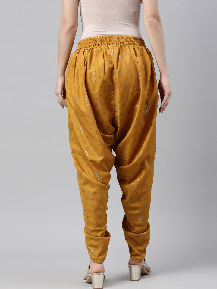 Neerus Mustard Color Muslin Fabric Dhotti