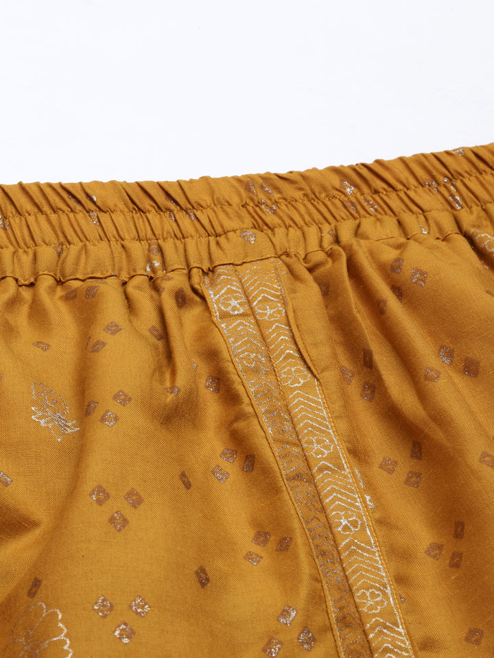 Neerus Mustard Color Muslin Fabric Dhotti