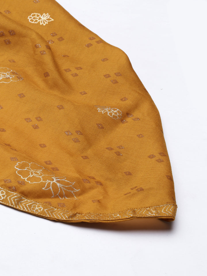 Neerus Mustard Color Muslin Fabric Dhotti