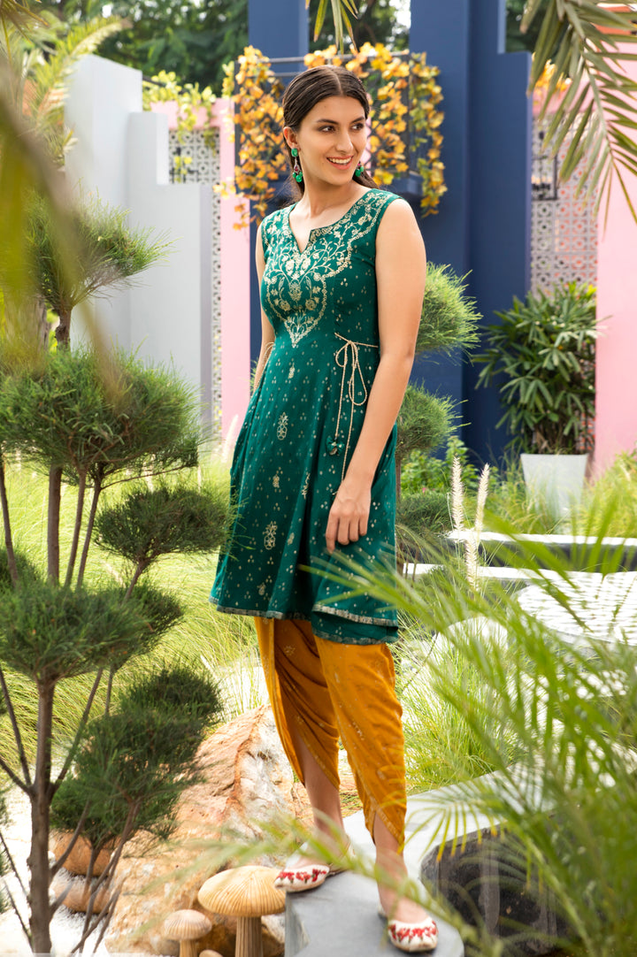 Neerus Green Colour Chanderi Fabric Tunic "38"
