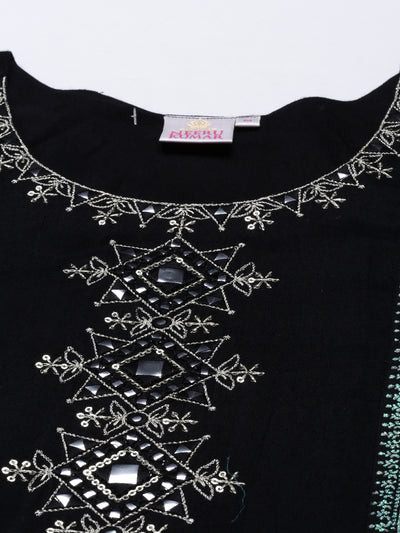 Neeru's Black Color Santoon Fabric Tunic