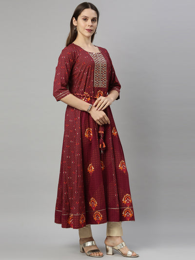 Neeru'S Maroon Color, Slub Riyon Fabric Tunic