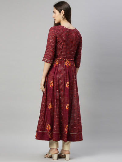 Neeru'S Maroon Color, Slub Riyon Fabric Tunic